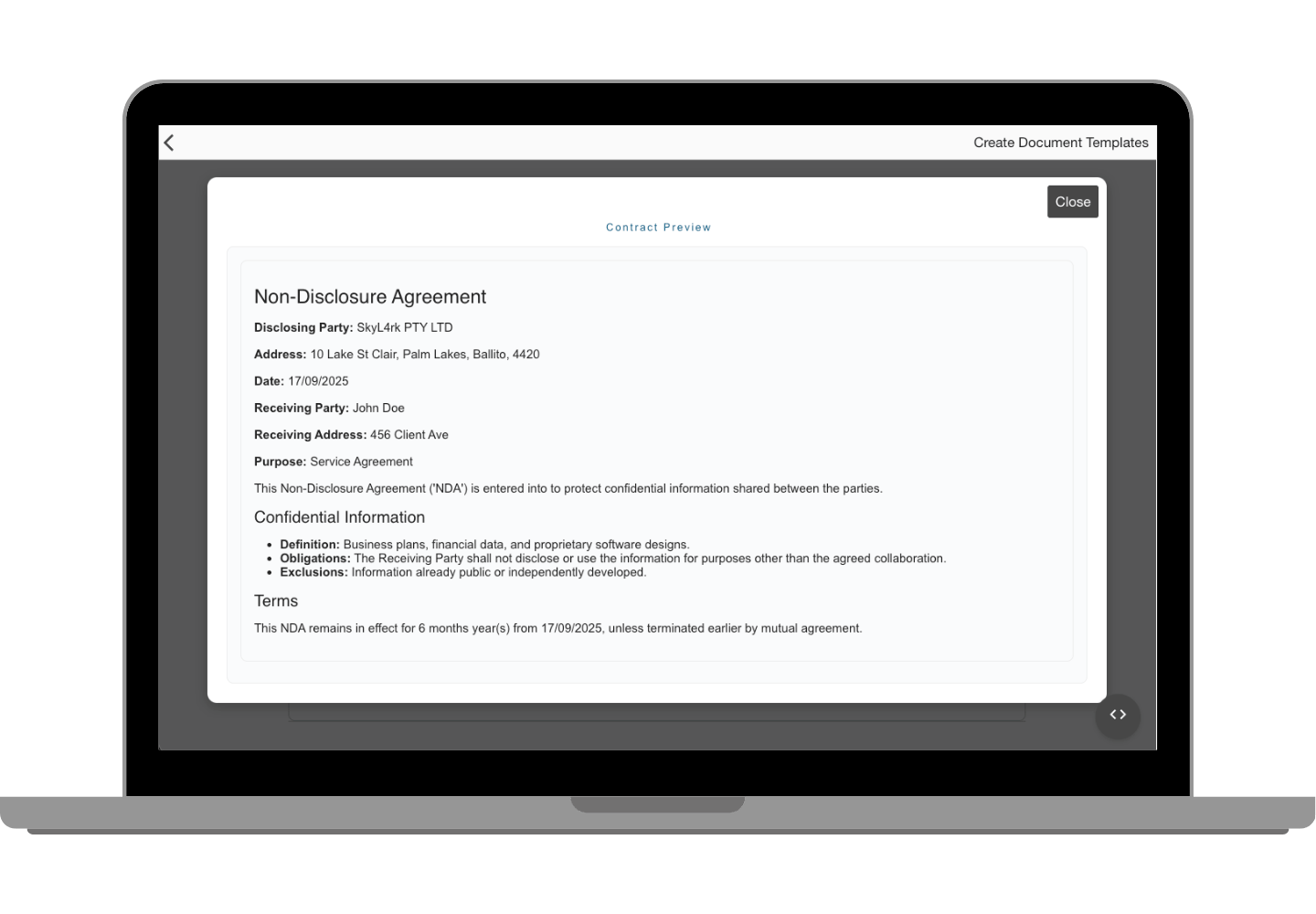 Document Preview Interface